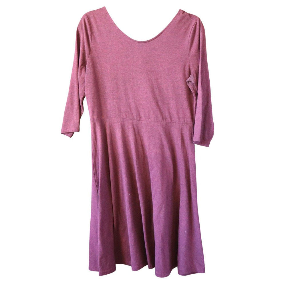 H&M Divided Burgundy Heathered 3/4 Sleeve Fit Flare Dress Plus Size L Grunge Y2K